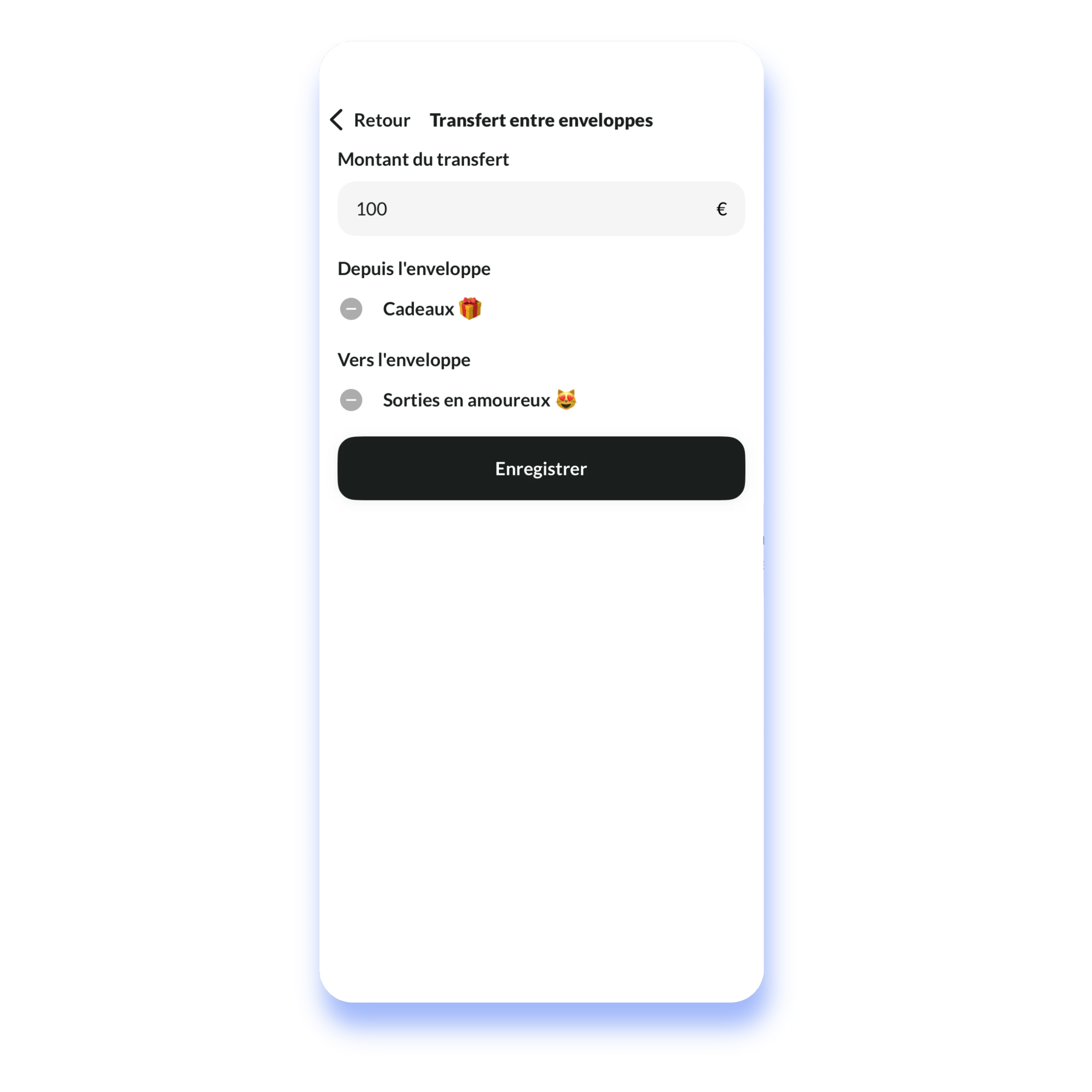 Transfert entre enveloppes Budgeez